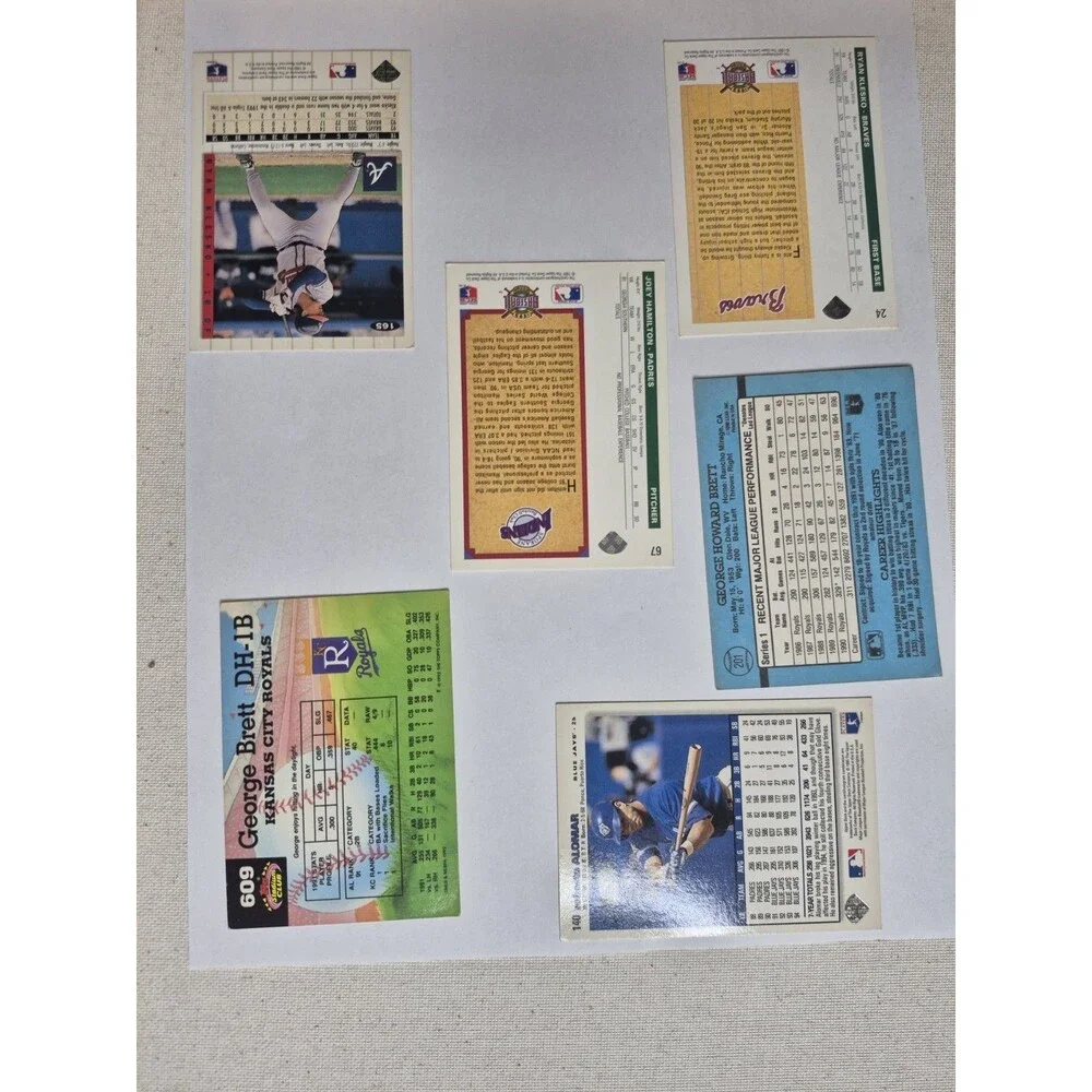 MLB Star Card Lot George Brett Roberto Alomar Ryan Klesko Joey Hamilton 6 Cards